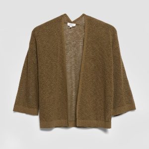 s.Oliver - Ajour-Strickjacke mit 3/4-Arm - Farbe: Braun