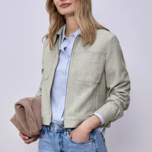 Street One - Jacke mit Fischgrätmuster und Zipper - Farbe: smoke beige