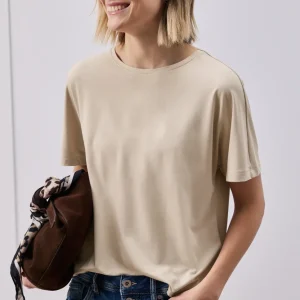 Street One - Basic T-Shirt mit Dropped Shoulders - Farbe: cotton beige