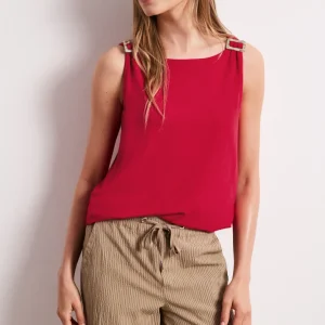 Street One - Top mit Rundhals und Schulterdetail - Farbe: salsa red