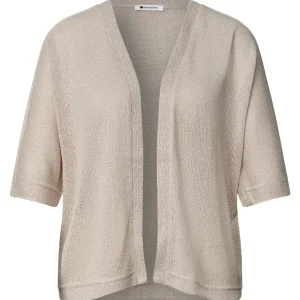 Street One - Kurzarm Jacke im Strick-Look mit Glitzer - Farbe: clay sand