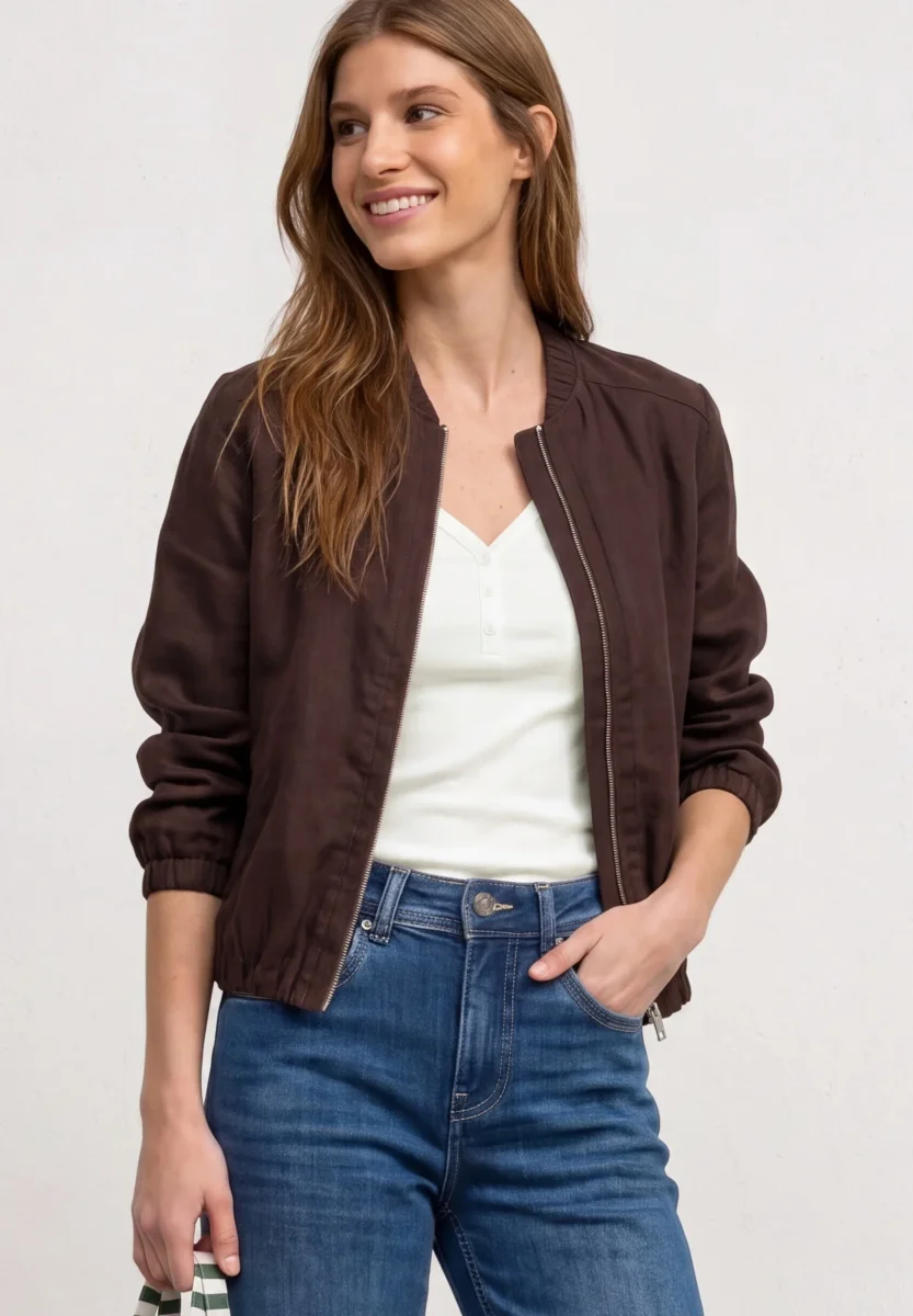 Street One - Top in Rippstruktur mit V-Neck - Farbe: off white – Bild 9