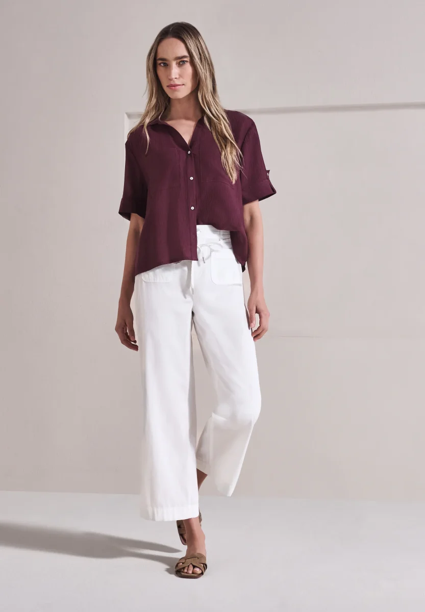 Street One - Kurzarm Hemdbluse mit Turn-Up-Details - Farbe: rustic rouge – Bild 4