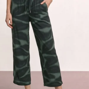 Street One - Wide Leg Hose im Loose Fit mit Print - Farbe: deep bound green