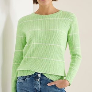 CECIL - Gestreifter Strukturpullover - Farbe: bamboo green melange