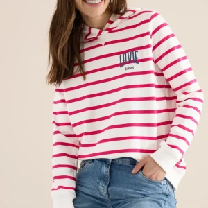 CECIL - Sweatshirt mit Kapuze und Chestprint - Farbe: beetroot pink