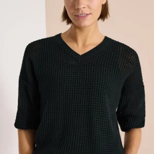 CECIL - Kurzarm Pullover im Crochet-Look - Farbe: palm breeze green