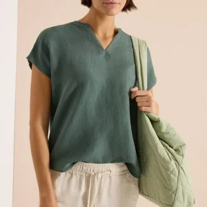 CECIL - Dropped Shoulder Bluse aus Leinenmix - Farbe: just khaki